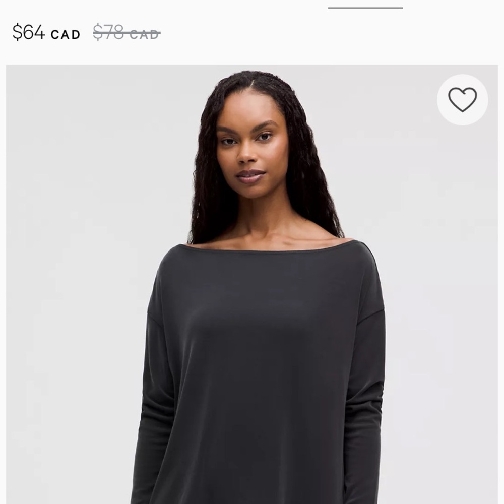 Lululemon Black Long Sleeve Top / Boatneck / Women’s L